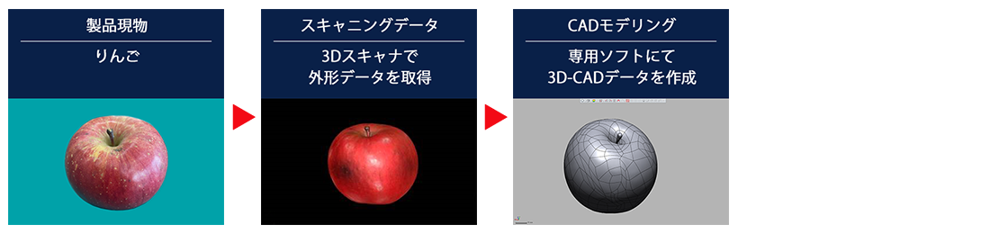 りんご3D-CADデータ化までのフロー